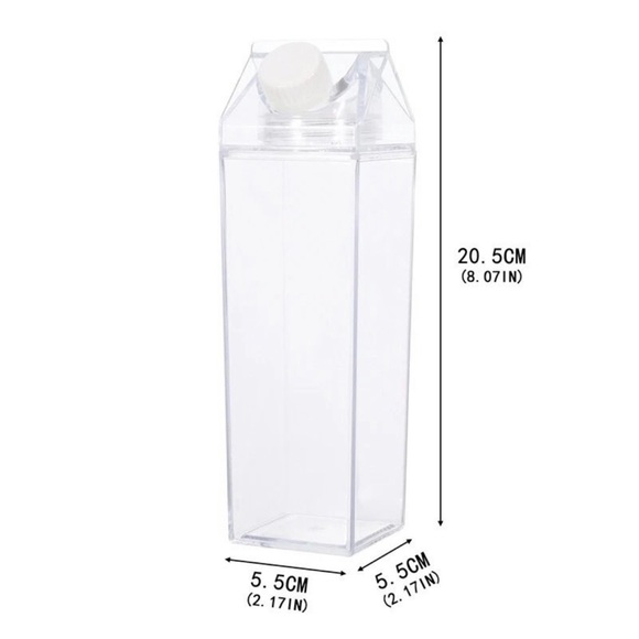 Set of 3 Acrylic Milk Carton Water Bottles *New* 17oz - Picture 3 of 4